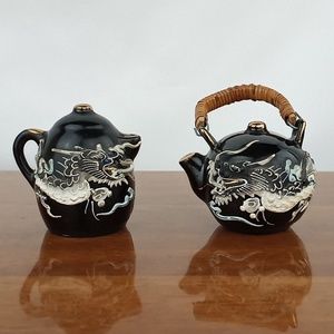 Vintage Pcdg moriage dragonware salt and pepper shakers